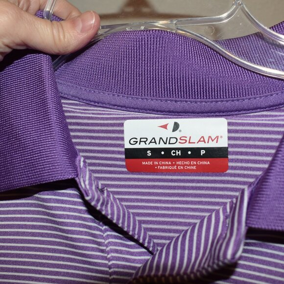 Men's Grand Slam Purple Striped Pullover Size S - Picture 4 of 4
